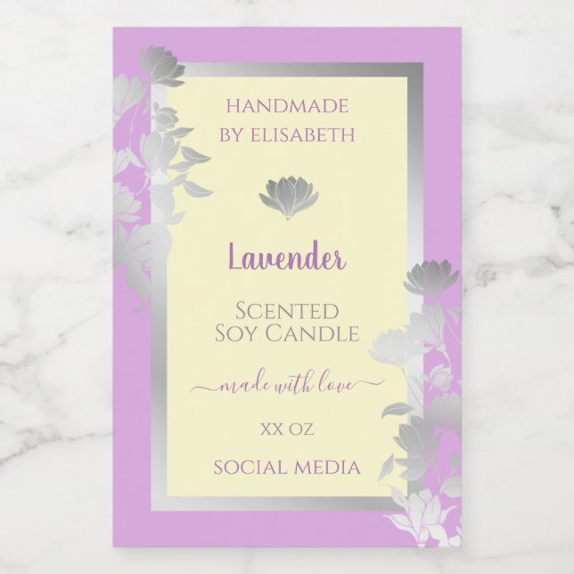Pretty Pastel Purple Cream Silver Product Labels & (Single Label)