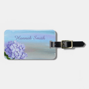 Pretty Pastel Purple Hydrangea Watercolor Luggage Tag