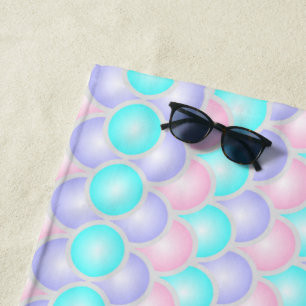 pretty pastel purple pink turquoise mermaid scales beach towel