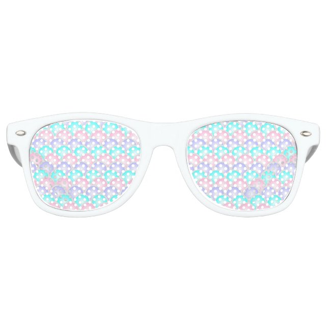 pretty pastel purple pink turquoise mermaid scales retro sunglasses (Front)
