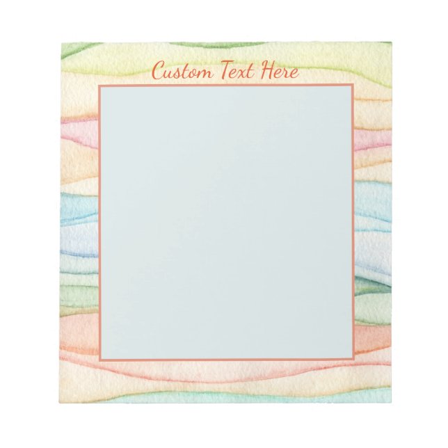 Pretty Pastel Rainbow Colours Personalised Notepad (Front)