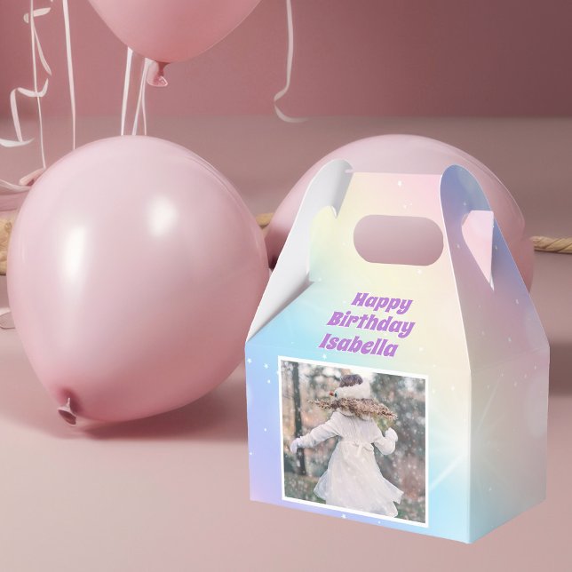 Pretty Pastel Rainbow Girls Photo Birthday Party Favour Box (Creator Uploaded)