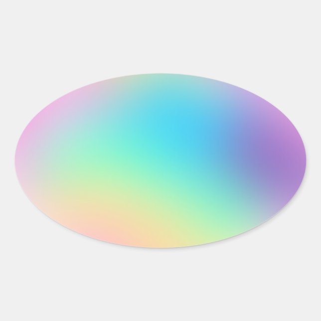 Pretty Pastel Rainbow Gradient Oval Sticker (Front)