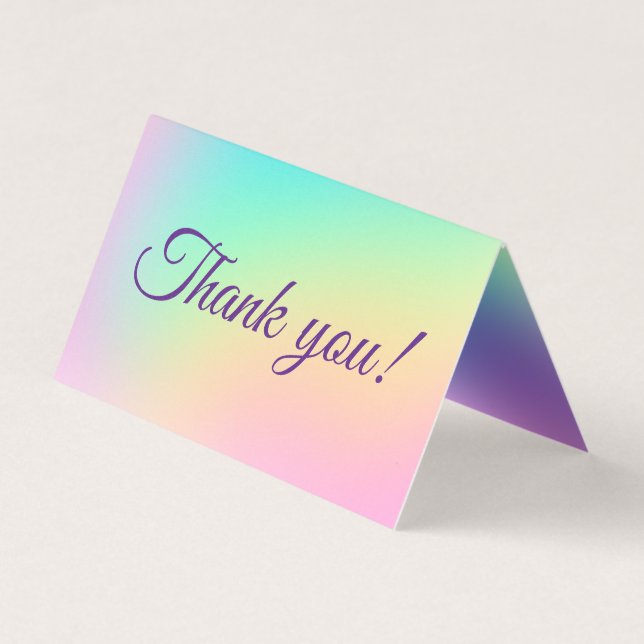 Pretty Pastel Rainbow Gradient Thank You Cards (Front)