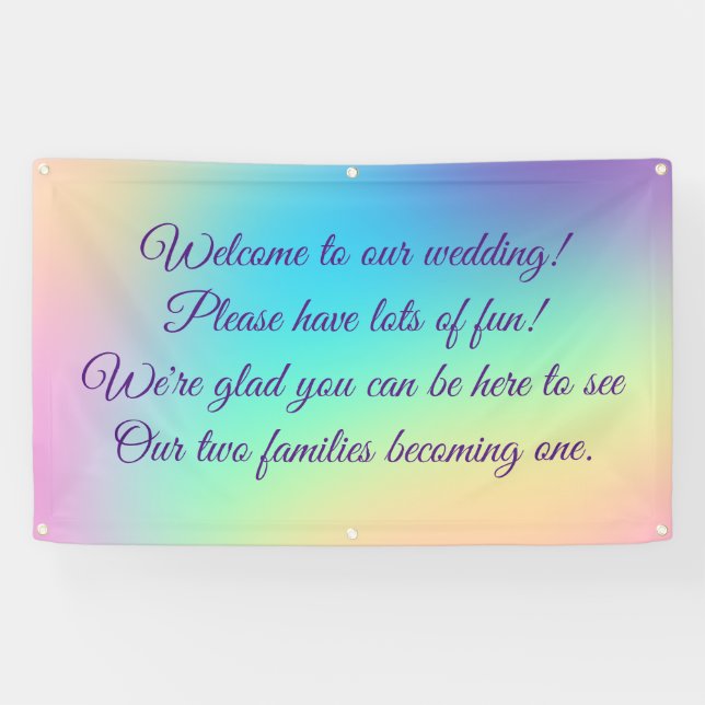 Pretty Pastel Rainbow Gradient Wedding Banner (Horizontal)