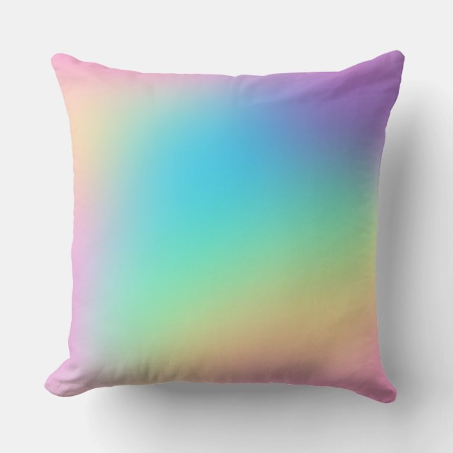 Pretty Pastel Rainbow Gradient Wedding Cushion (Front)