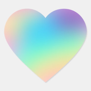 Pretty Pastel Rainbow Gradient Wedding Heart Sticker
