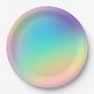 Pretty Pastel Rainbow Gradient Wedding Paper Plate