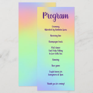 Pretty Pastel Rainbow Gradient Wedding Program Programme