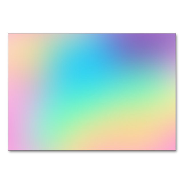 Pretty Pastel Rainbow Gradient Wedding Table Number (Front)