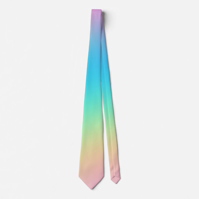 Pretty Pastel Rainbow Gradient Wedding Tie (Front)