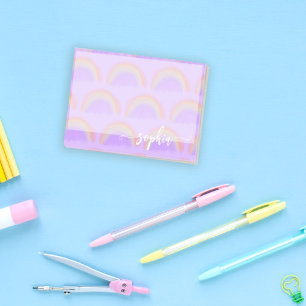 Pretty pastel rainbow pattern name personalized post-it notes