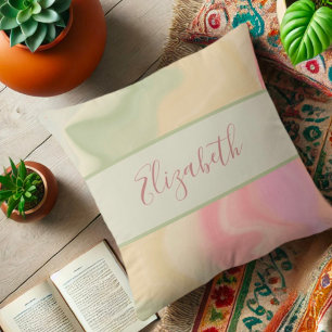 Pretty Pastel Rainbow Personalised Modern Cushion