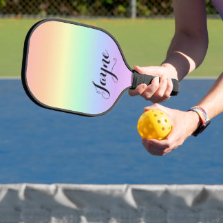Pretty Pastel Rainbow Personalized Pickleball Paddle