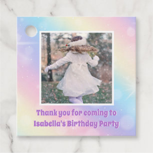 Pretty Pastel Rainbow Sparkle Girls Birthday Party Favour Tags