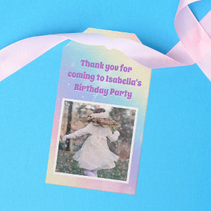 Pretty Pastel Rainbow Sparkle Girls Birthday Party Gift Tags