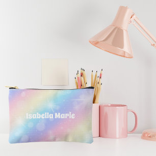 Pretty Pastel Rainbow Sparkle Personalised Accessory Pouch