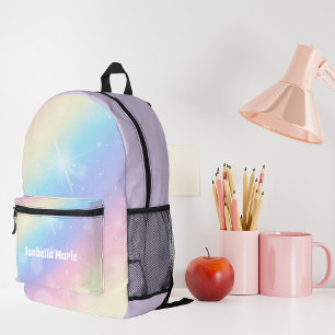 Pretty Pastel Rainbow Sparkle Personalised Printed Backpack