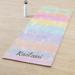Pretty Pastel Rainbow Tie Dye Stripes Name Yoga Mat<br><div class="desc">This pretty,  multicolored yoga mat features a pastel rainbow tie dye stripes design,  along with a text template for easy personalisation! Makes a great gift for a tween or teen girl (or anyone else who loves pastel tie dye designs)!</div>