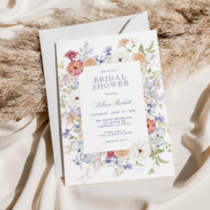 Pretty Pastel Spring Floral Frame Bridal Shower Invitation