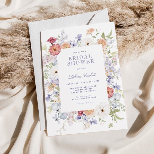 Pretty Pastel Spring Floral Frame Bridal Shower Invitation (Creator Uploaded)
