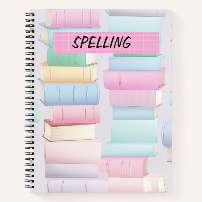 PRETTY PASTEL STACK OF SCHOOL BOOKS (Front)