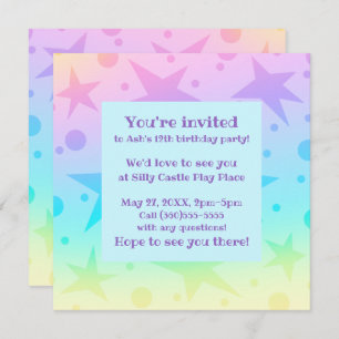 Pretty Pastel Stars And Dots Gradient Invitation
