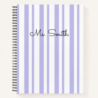 Pretty Pastel Striped Pattern Purple Notebook
