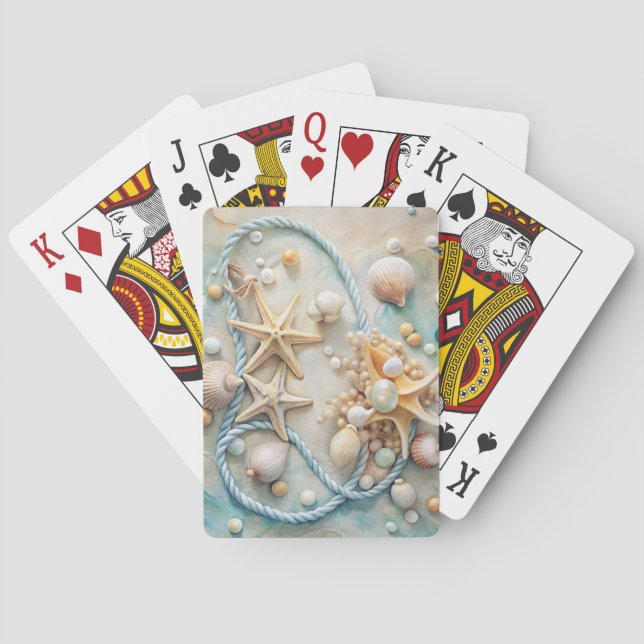 PRETTY PASTEL SUMMER TROPICAL SEASHELLS PLAYING CARDS (Back)