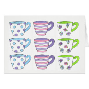 Pretty Pastel Teacups Tea Party Polka Dot Flower