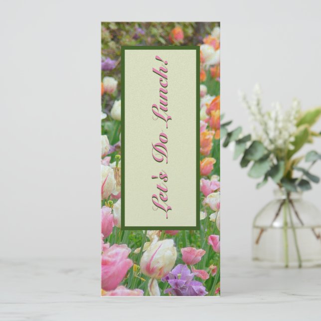 PRETTY PASTEL TULIPS/"LET'S DO LUNCH"/CUSTOMIZABLE INVITATION (Standing Front)