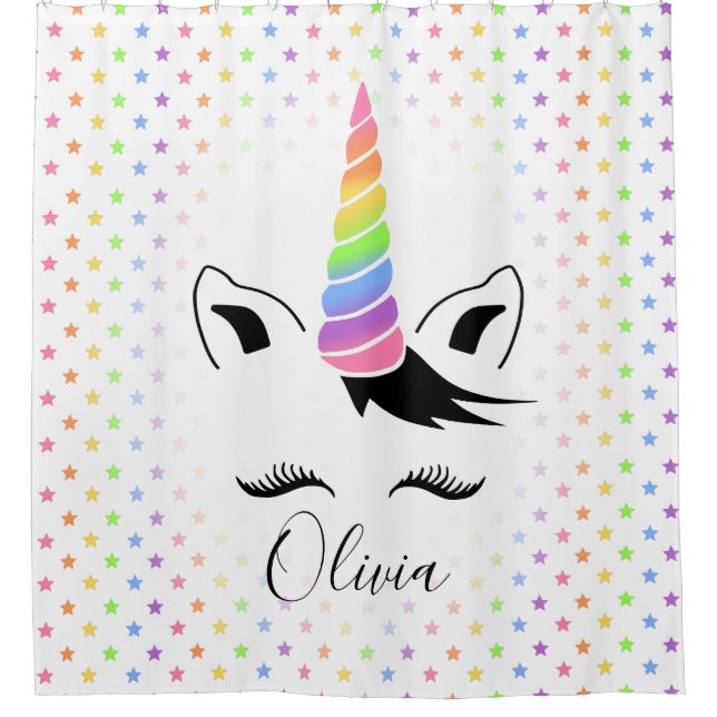 Pretty Pastel Unicorn Shower Curtain (Front)