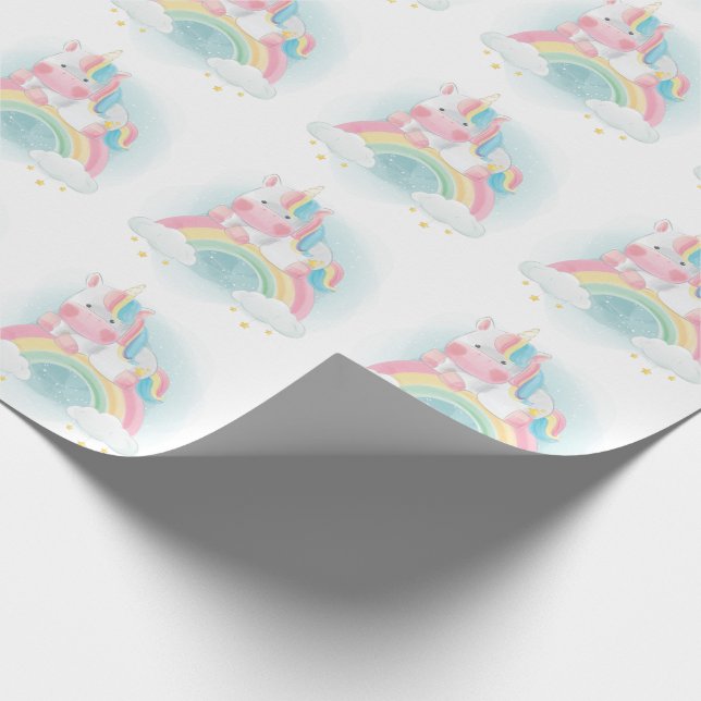 Pretty Pastel Unicorn Wrapping Paper (Corner)