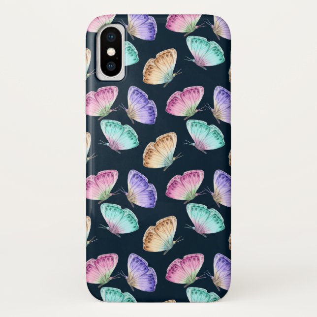 Pretty Pastel Watercolor Butterfly Pattern Case-Mate iPhone Case (Back)