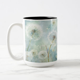 PRETTY PASTEL WATERCOLOR DANDELION FLOWERS Two-Tone COFFEE MUG