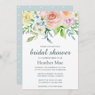 Pretty Pastel Watercolor Floral Bridal Shower Invitation