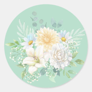 Pretty Pastel Watercolor Floral Classic Round Sticker