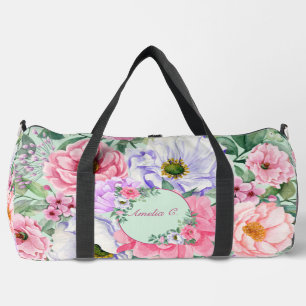 Pretty Pastel Watercolor Floral  Duffle Bag