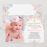 Pretty Pastel Watercolor Floral Girl Christening