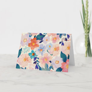 Pretty Pastel Watercolor Floral Note Card