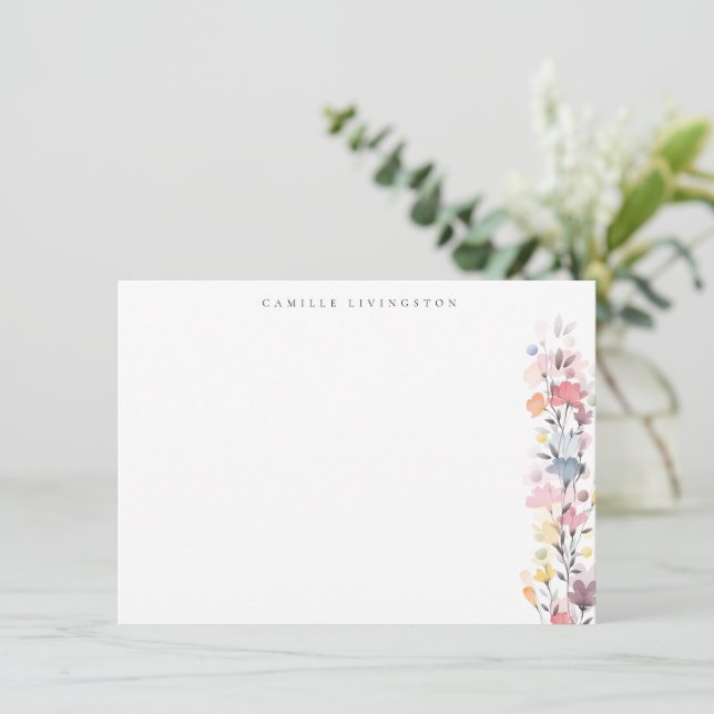 Pretty Pastel Watercolor Floral Personalised  Card (Standing Front)