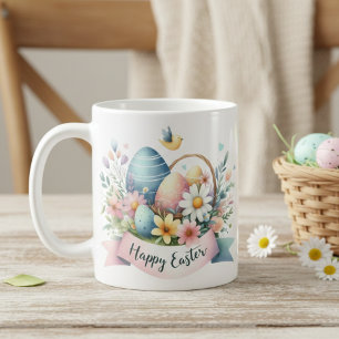 Pretty Pastel Watercolor Florals Happy Easter Coffee Mug