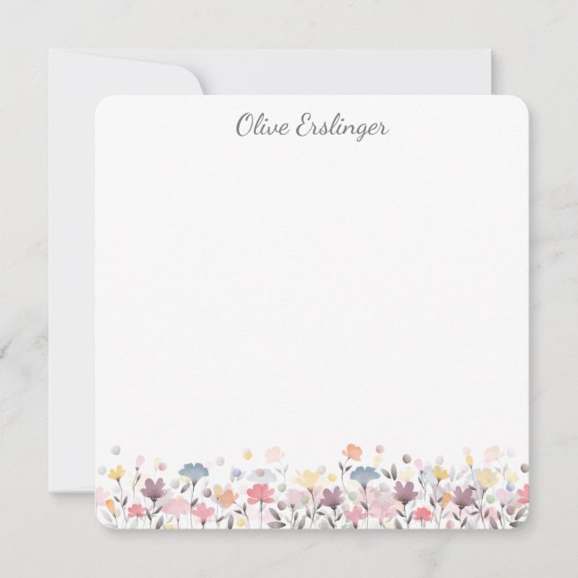 Pretty Pastel Watercolor Flowers Personalised Card (Front)