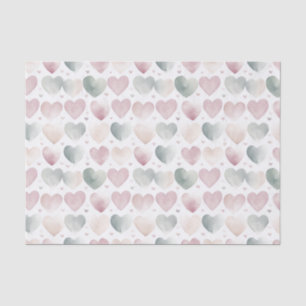 Pretty Pastel Watercolor Heart Pattern  Tissue Paper