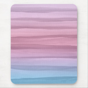 Pretty Pastel Watercolor Lines Pattern Mouse Mat
