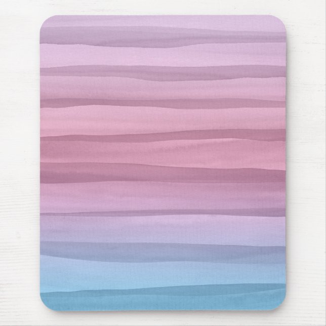 Pretty Pastel Watercolor Lines Pattern Mouse Mat (Front)