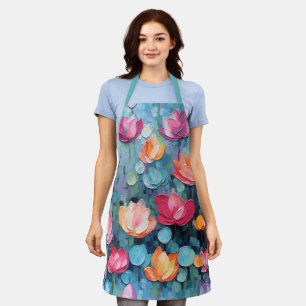 Pretty Pastel Watercolor Painted Flowers  Apron