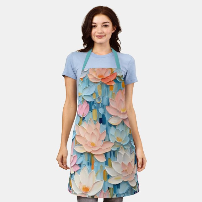 Pretty Pastel Watercolor Painted Flowers  Apron (Worn)