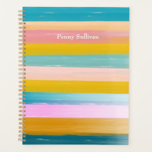 Pretty Pastel Watercolor Stripes Personalised Planner
