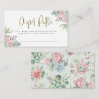 Pretty Pastel Watercolor Succulents Diaper Raffle